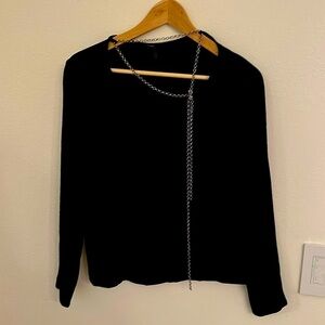 Maje black blouse with gold chain detail size medium